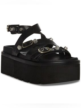 Steve Madden Brant Womens Embellished Faux Leather Platform Sandals